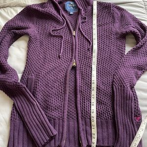 American Eagle sweater hoodie, double zip, size small, purple/eggplant